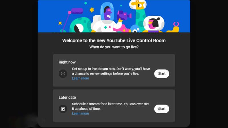 Lựa chọn Later date để lên lịch live game trên Youtube